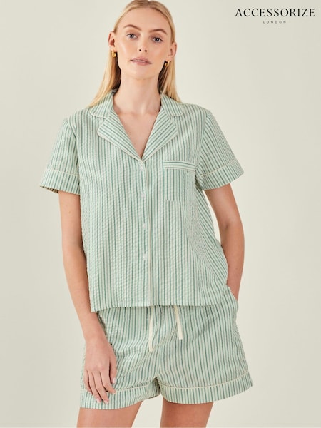 Accessorize Seersucker Stripe 100% Cotton Pyjama Set (AM4060) | ‏271 ر.ق.