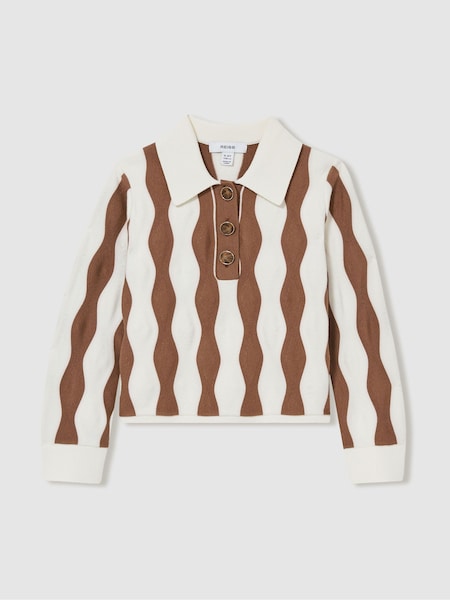 Reiss Ecru Ziggy 13-14 yrs Zig-Zag Knit Collared Jumper (AM4080) | €73