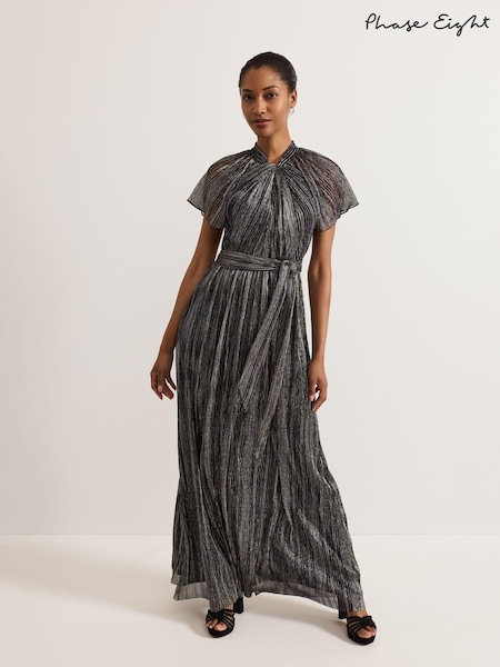 Phase Eight Black Riah Shimmer Maxi Dress (AM4338) | AED492