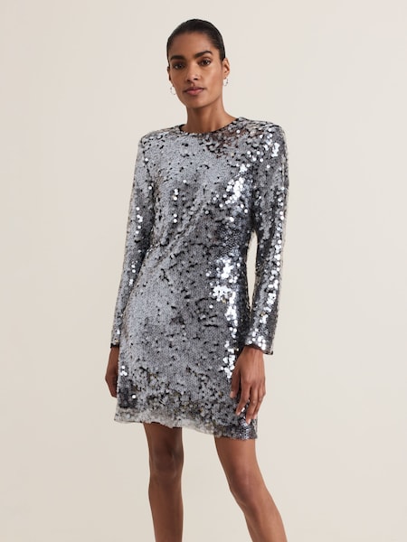 Phase Eight Silver Rhia Sequin Mini Dress (AM4340) | 344 QAR