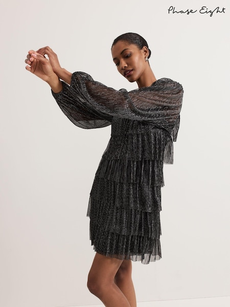 Phase Eight Black Nika Shimmer Dress (AM4344) | 344 QAR