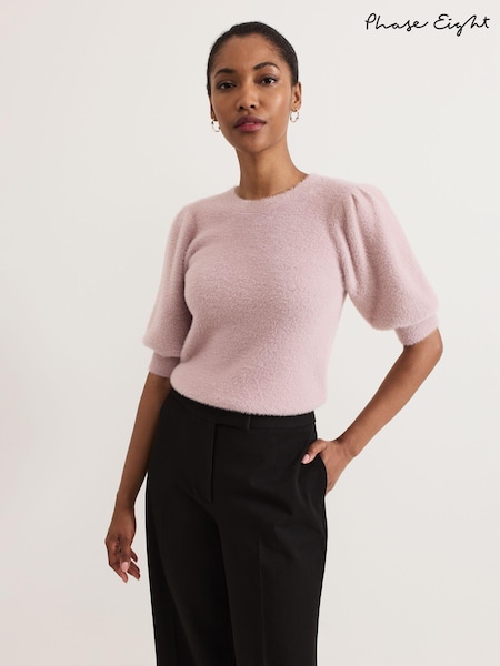 Phase Eight Pink Fern Fluffy Puff Sleeve Knit Jumper (AM4348) | 195 QAR