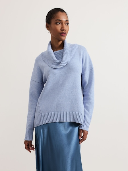 Phase Eight Blue Dara Chunky Cowl Neck Jumper (AM4358) | AED259