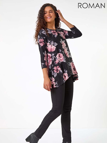 Roman Pink Jacquard Floral Tunic (AM4497) | AED116