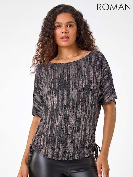 Roman Glitter Round Neck Top (AM4532) | R$ 425