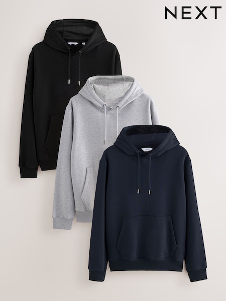 Black/Navy/Grey Marl Jersey Hoodies 3 Pack (AM4554) | $131
