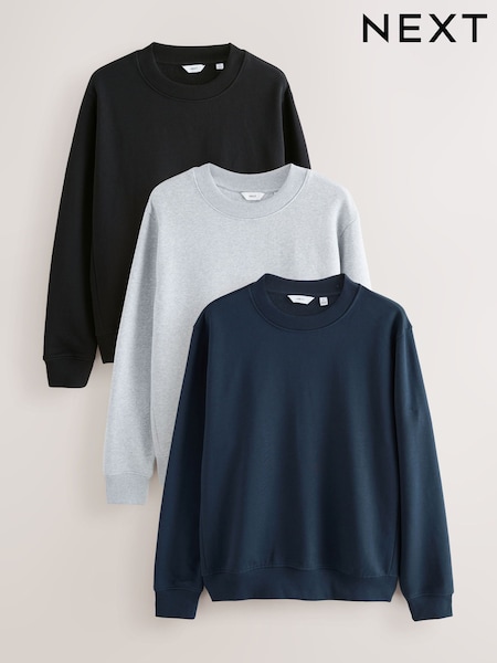 Black/Navy Blue/ Grey Marl - Jersey Crew Sweatshirt 3 Pack (AM4556) | ‏29.500 د.ك.‏