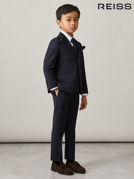 Reiss Navy Hope 3-9 yrs Wool-Blend Single-Breasted Suit Blazer (AM4623) | €125