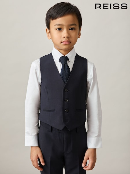 Reiss Navy Hope Wool-Blend Single-Breasted Waistcoat (AM4625) | €55