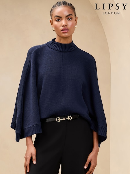 Lipsy Knitted Cape Batwing Alto Neck Jumper (AM4629) | 62 €