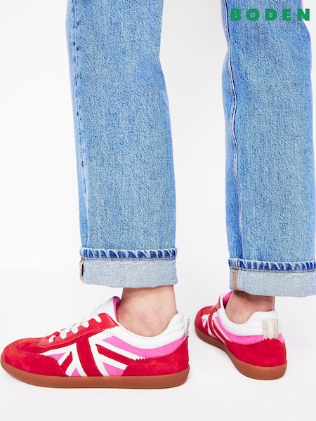 Boden Red Erin Union Jack Trainers (AM4637) | $152
