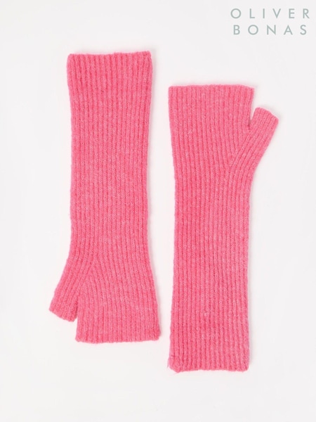 Oliver Bonas Pink Fuchsia Knitted Wrist Warmers Gloves (AM4706) | AED58