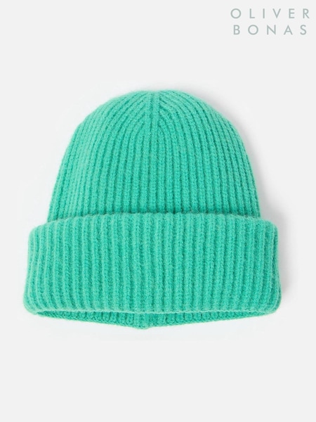 Oliver Bonas Green Ribbed Knitted Beanie Hat (AM4738) | €13