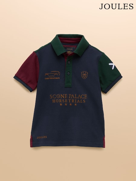 Joules Official Scone Navy Colourblock Kids Pique Polo Shirt (AM4770) | €35.95 - €41.95