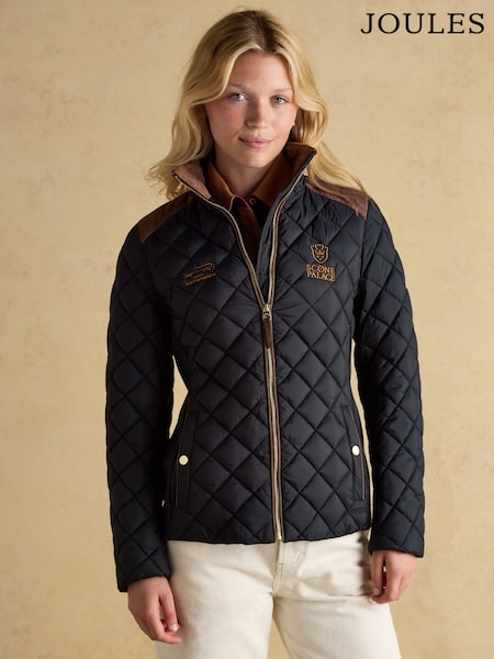 Joules Official Scone Navy Showerproof Diamond Quilted Coat (AM4772) | R$ 1.275
