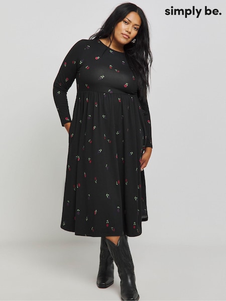 Simply Be Black Supersoft Pocket Midi Dress (AM4788) | €42