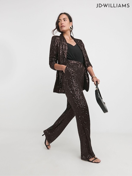 JD Williams Brown Sequin Chocolate Slim Leg Trousers (AM4793) | €21.50