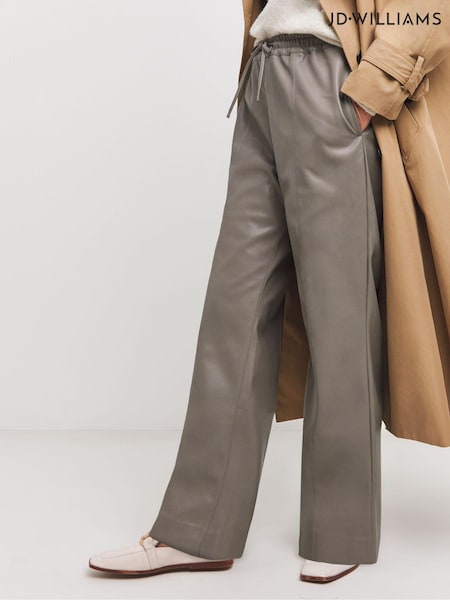 JD Williams Leather Look PU Drawstring Wide Leg Trousers (AM4806) | 198 LEI