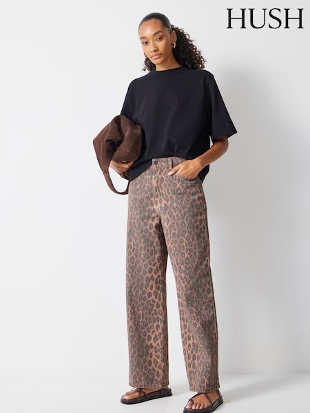 Hush Animal Print Leopard Print Wide Leg Jeans (AM4831) | €157