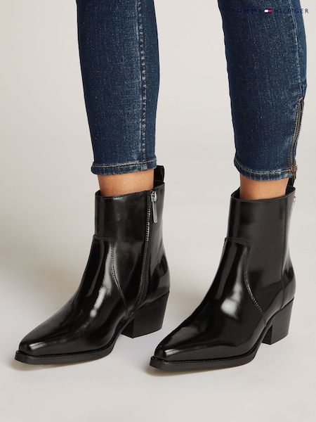 Tommy Hilfiger Black Leather Cowboy Boots (AM4869) | €229