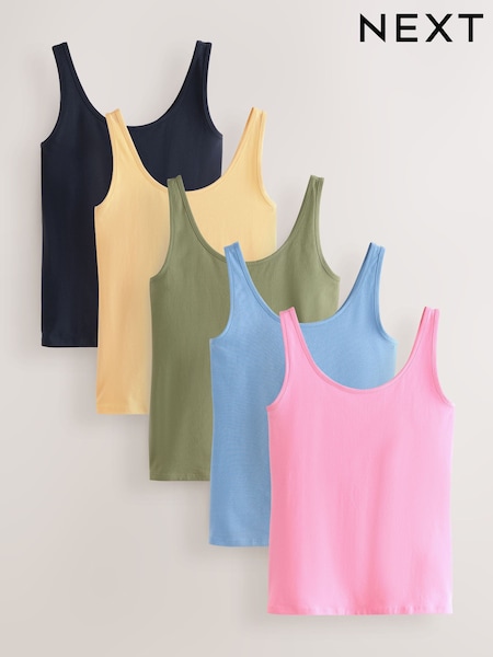 azul/Pink/Sage/Oatmeal/preto - Thick Strap Vests 5 Pack (AM4882) | R$ 285