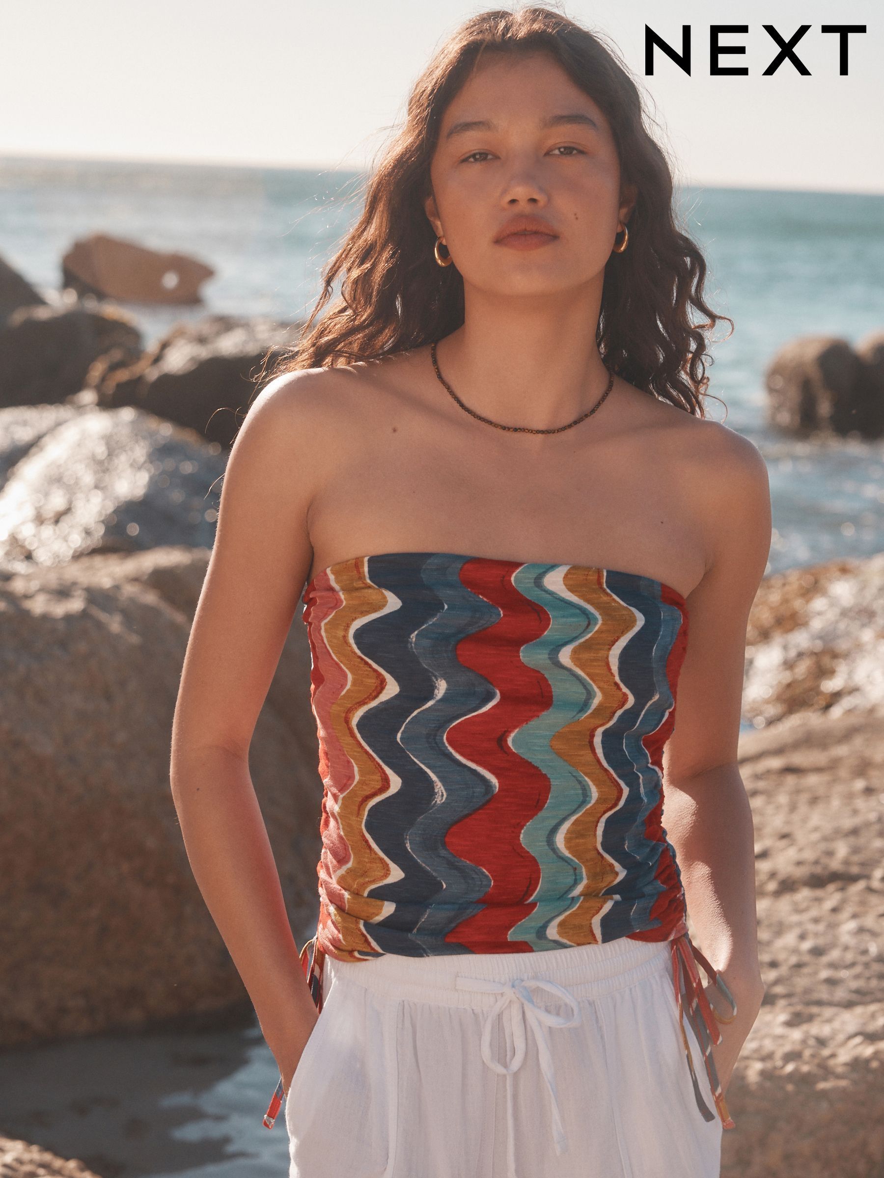 Buy Women's Tops 100% Cotton Bow Sleeveless Online | Next Qatar