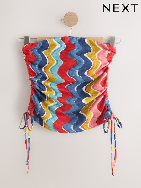 Rainbow Swirl Print Ruched Tie Detail 100% Cotton Boobtube Top (AM4891) | €13