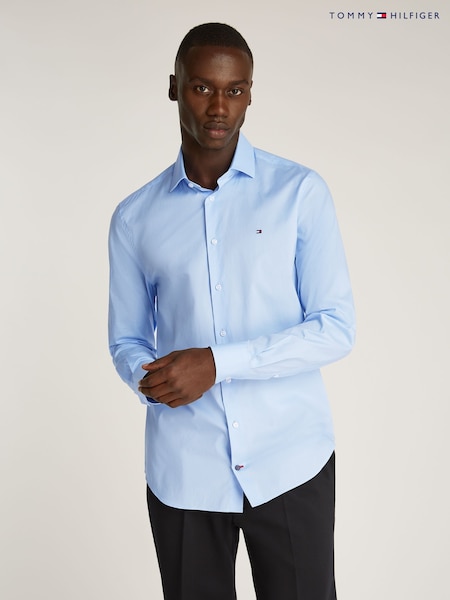 Tommy Hilfiger Blue Slim Flex Stretch Cotton Poplin Shirt (AM4947) | 371 QAR