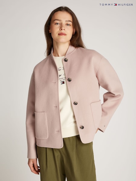 ורוד - Tommy Hilfiger Wool Bomber Jacket (AM4974) | ‏1,358‏₪