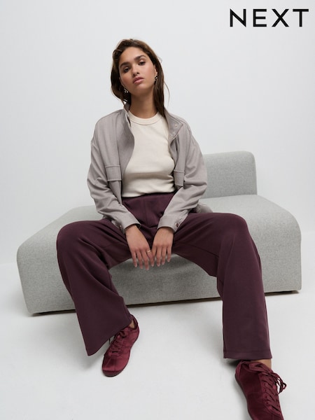 Plum Purple Slinky Supersoft Jersey Wide Leg Pull On Trousers (AM5027) | €46