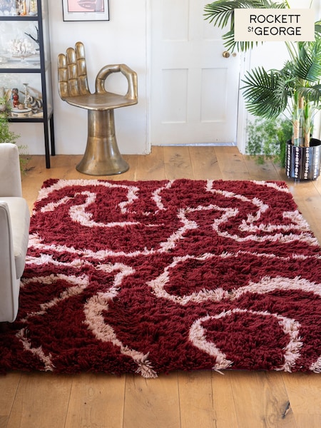 Rockett St George Red Shaggy Berber Rug (AM5046) | €122 - €573