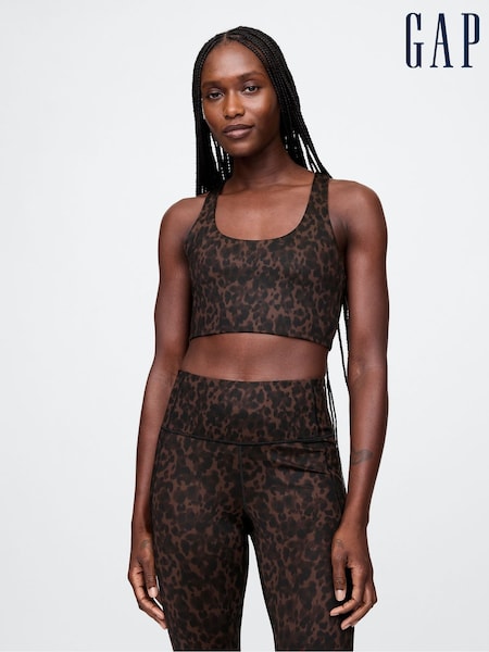 Gap Brown Leopard Print Power Medium Impact Sports Bra (AM5050) | €33