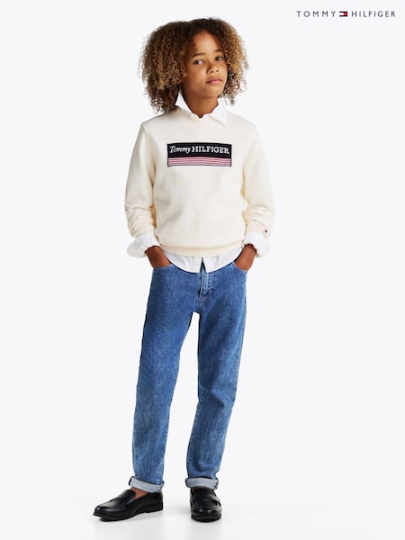 Tommy Hilfiger Cream Regular Fit 1985 Monotype 100% Cotton Jumper (AM5070) | €66