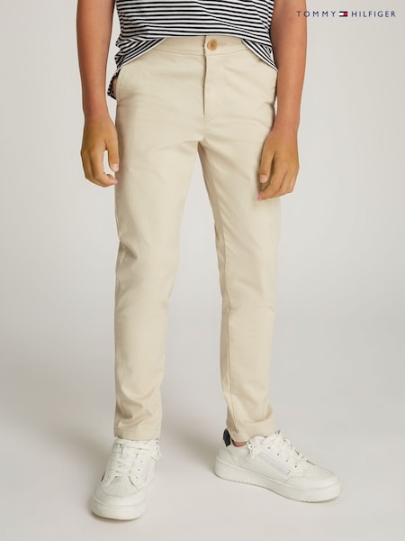 Tommy Hilfiger Cream Slim Fit 1985 Soft Twill Chino Trousers (AM5074) | R$ 445