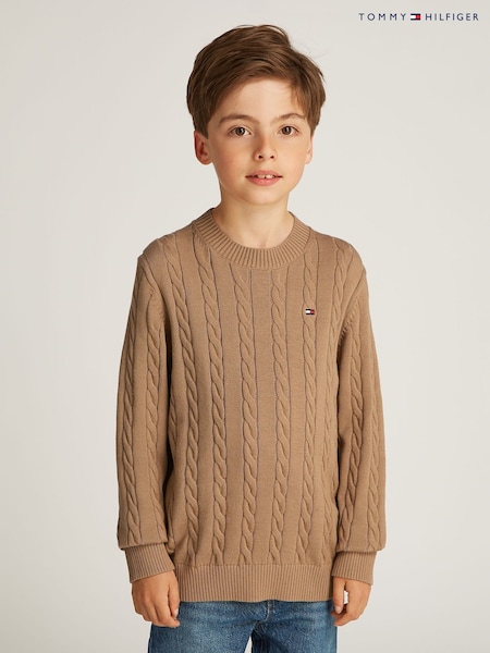لون طبيعي - Tommy Hilfiger Regular Fitessential Cable Jumper (AM5080) | ‏291 د.إ.‏