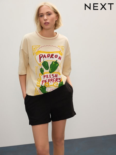 Black Pull-On Supersoft Jersey Jort Mid Length Shorts (AM5104) | €22