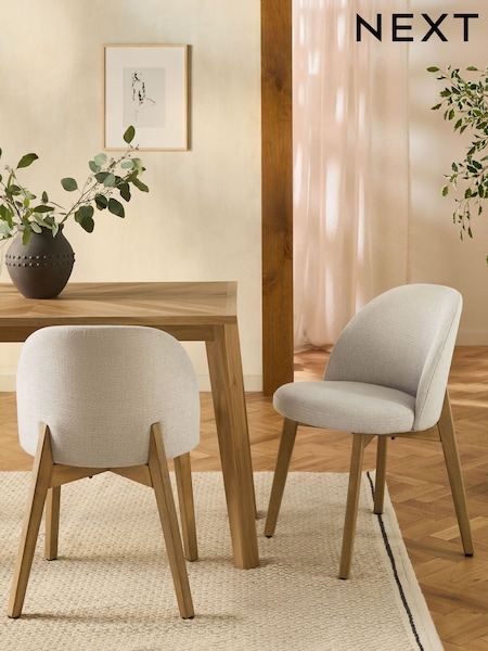 Set of 2 Tweedy Plain Light Natural Preston Light Wood Leg Dining Chairs (AM5116) | €305