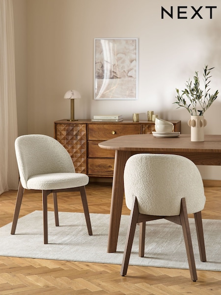 Set of 2 Linen Look Leopard Print Natural Preston Dark Wood Leg Dining Chairs (AM5119) | €355