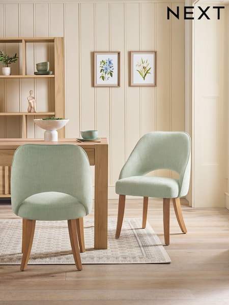 Set of 2 Green Remi Light Wood Leg Dining Chairs (AM5122) | €405