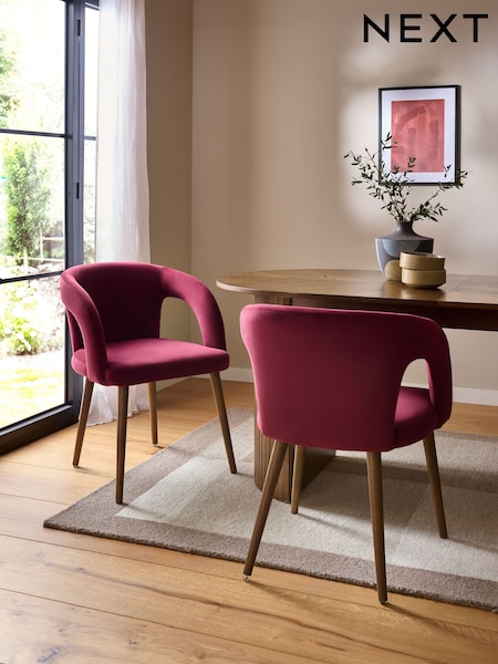 Set of 2 Pink Orton Dark Wood Leg Dining Chairs (AM5126) | €380