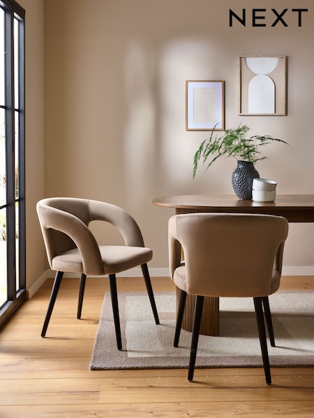 Set of 2 Mink Brown Orton Black Leg Dining Chairs (AM5127) | €380