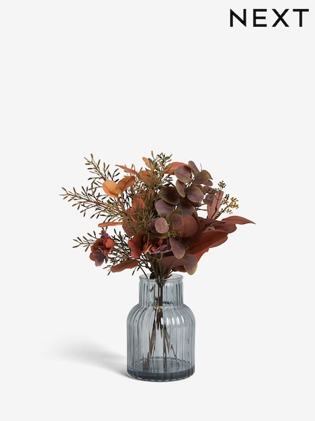 Purple Foliage Arrangement Artificial Flowers In Grey Glass Vase (AM5136) | €50