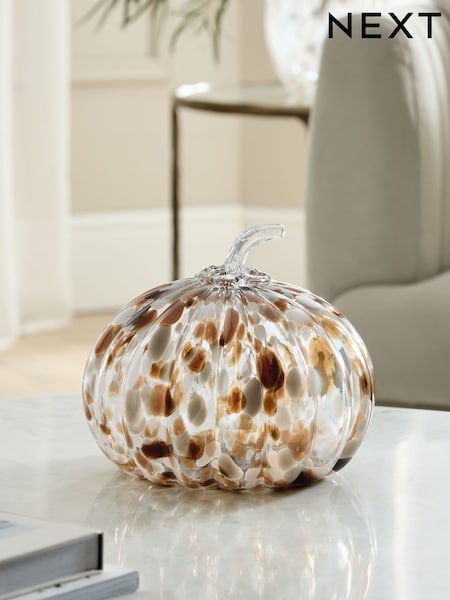 Brown/Natural Confetti Glass Pumpkin Ornament (AM5158) | €36