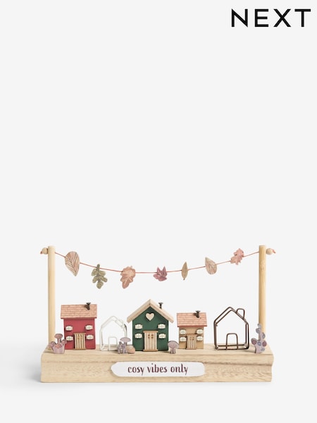 Wood Autumnal House Scene Ornaments (AM5162) | R$ 120