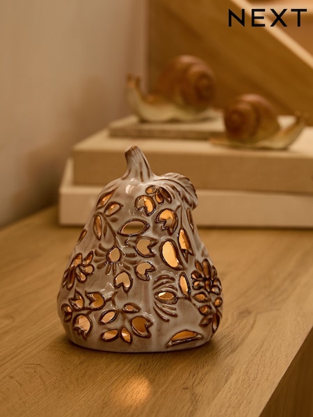 Pumpkin Embossed Ceramic Tea Light Holder (AM5167) | R$ 135