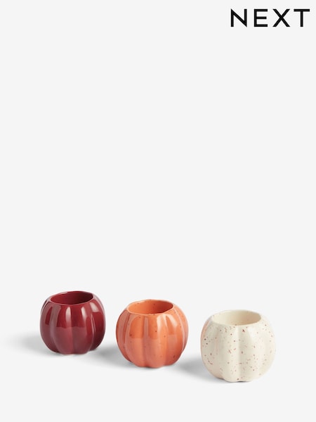 Set of 3 Orange/Purple/White Ceramic Pumpkin Tea Light Holders (AM5170) | € 23