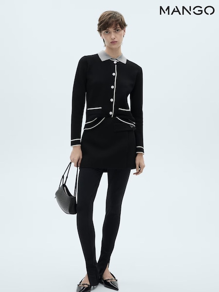 Mango Black Contrast Trim Long Sleeve Cardigan (AM5205) | €63