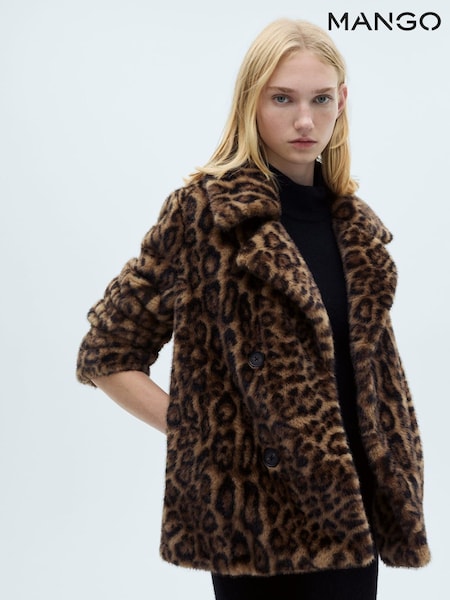 Mango Animal Leopard Faux Fur Coat (AM5208) | €79