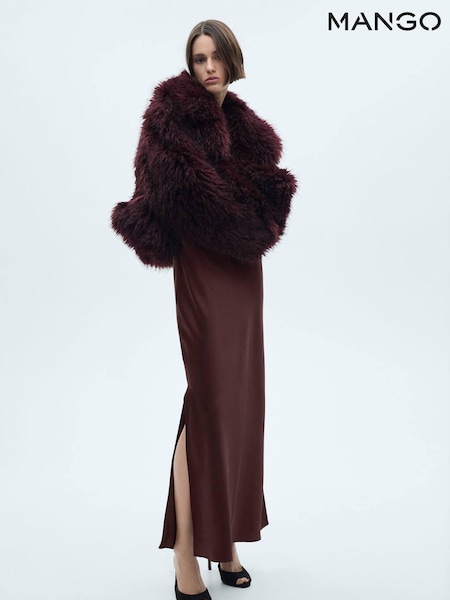 Mango Chocolate Brown Satin Maxi Skirt With Side Split (AM5214) | €27