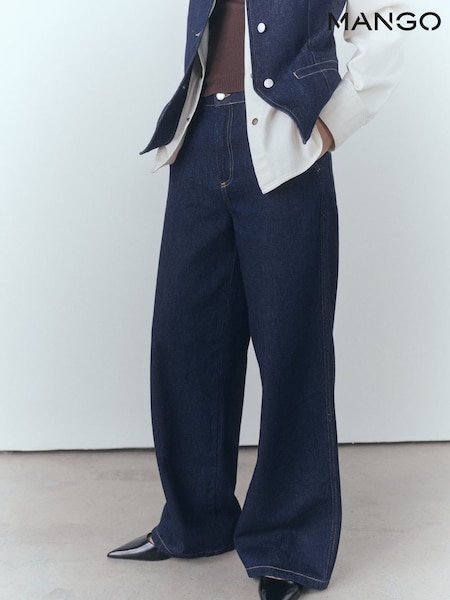 Mango Blue Wideleg Mid-Rise 100% Cotton Jeans (AM5216) | €27